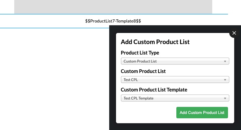 Customer product list tokens