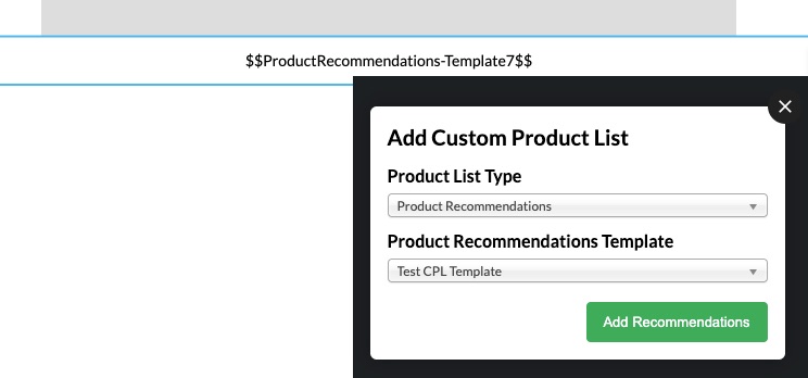 Custom Product List Recommendations