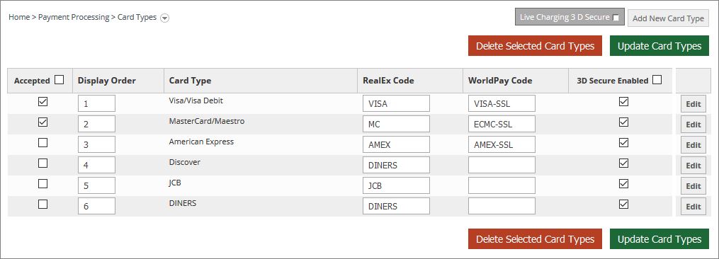 IRP Help - Card Types